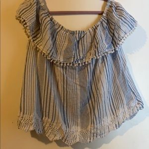 White and blue stripped shirt